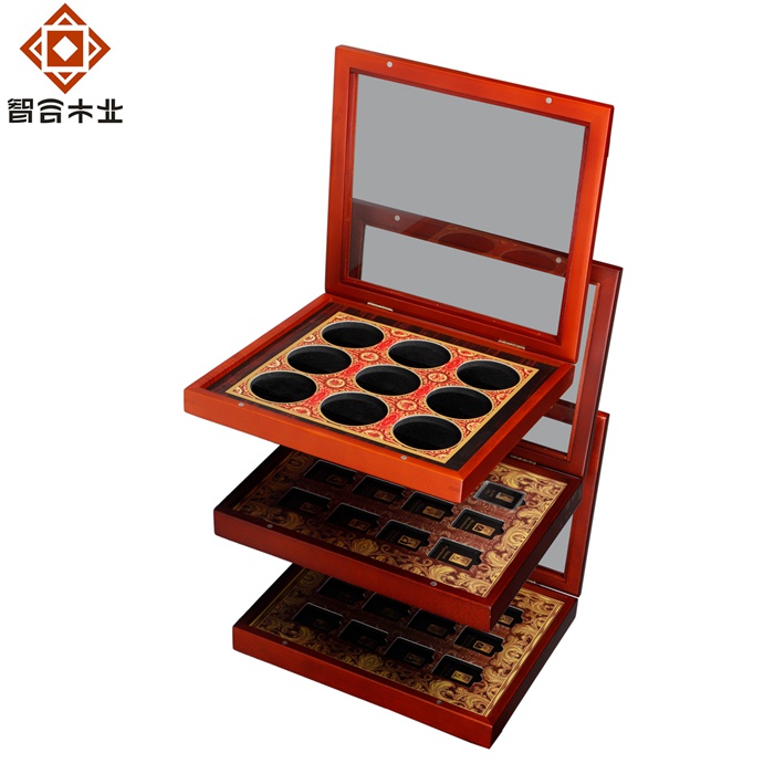 實木多枚紀念幣展示木盒