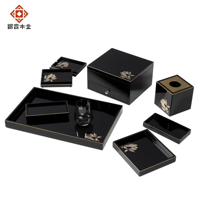 黑色高光木制酒店客房用品套裝