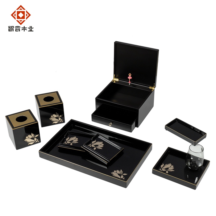 黑色高光木制酒店客房用品套裝