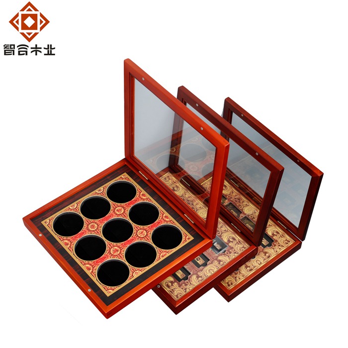 實木多枚紀念幣展示木盒