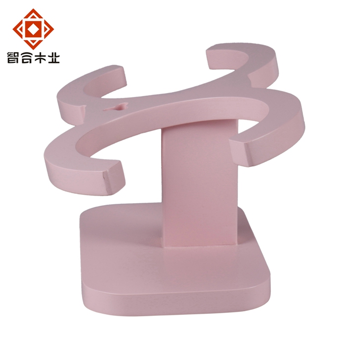 粉色雙碗木制寵物餐桌