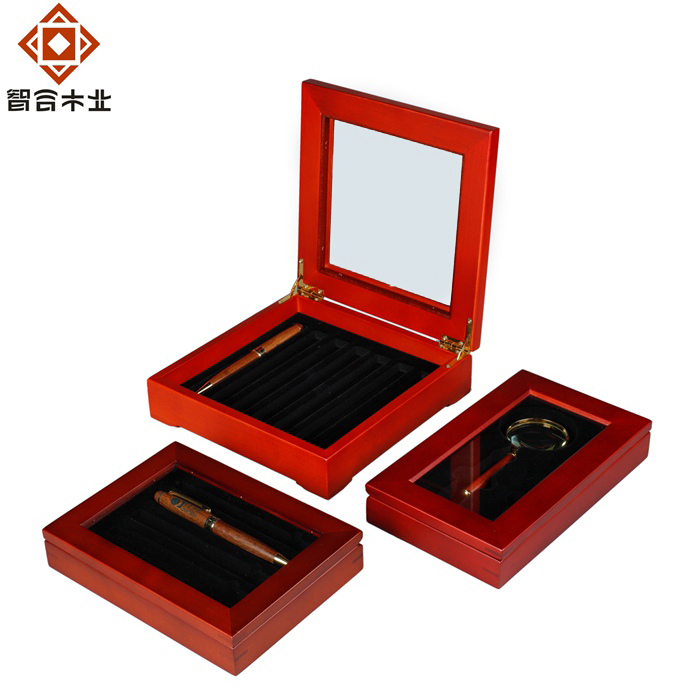 橡膠木實木鋼筆收納展示盒