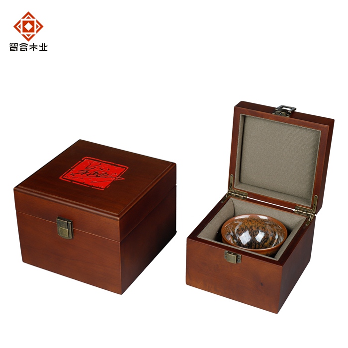 實(shí)木陶瓷碗收藏禮品木盒