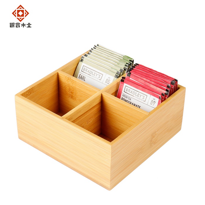 四格竹子茶葉木盒