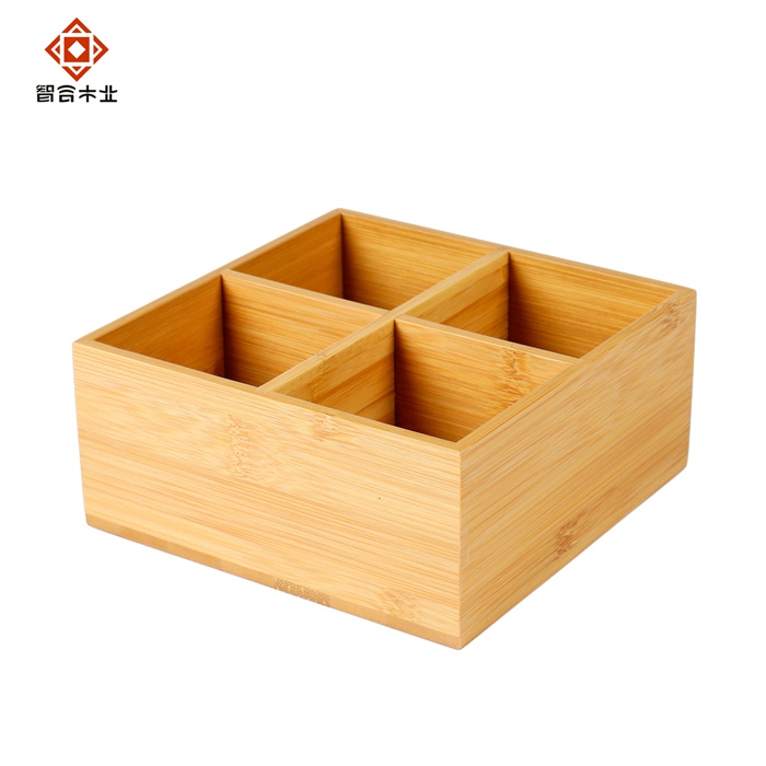 四格竹子茶葉木盒