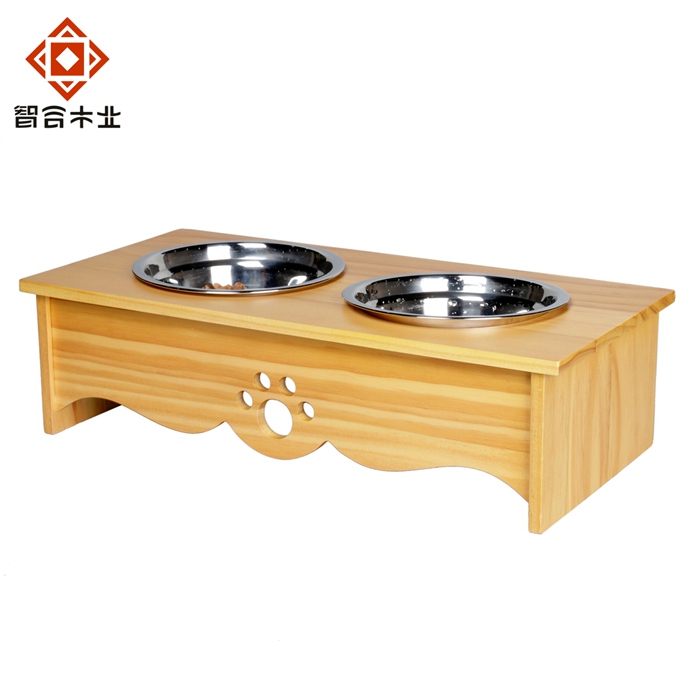 松木實木寵物喂食器