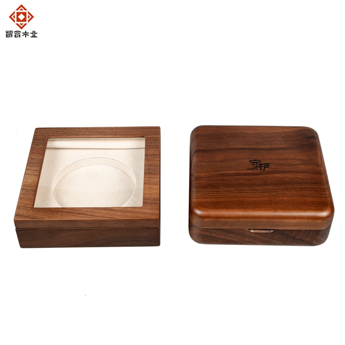 胡桃木實木開窗金銀紀念幣木盒