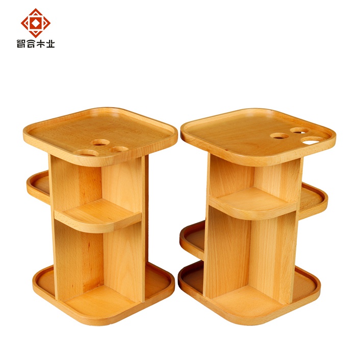 櫸木實(shí)木化妝品旋轉(zhuǎn)展架