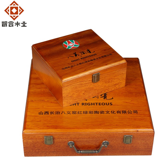 桃花心實木陶瓷碗收藏禮品盒
