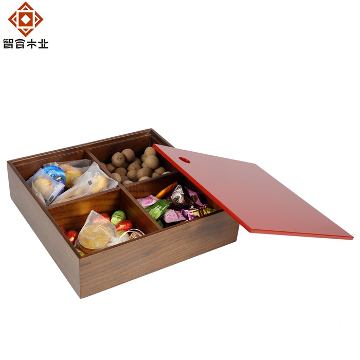4分格帶蓋堅(jiān)果零食干果盤(pán)